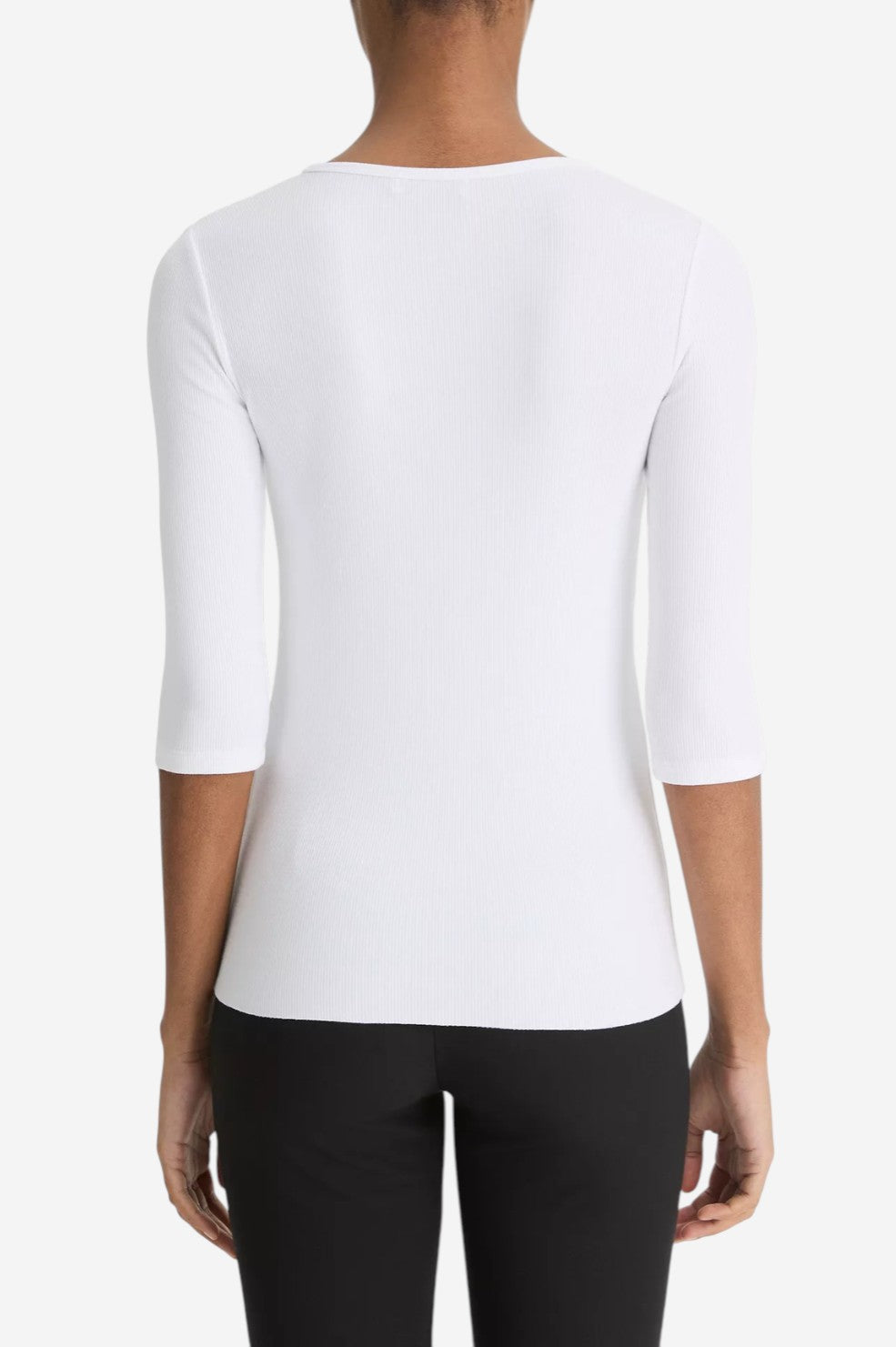 Elbow-Sleeve Crew Neck T-Shirt - Optic White