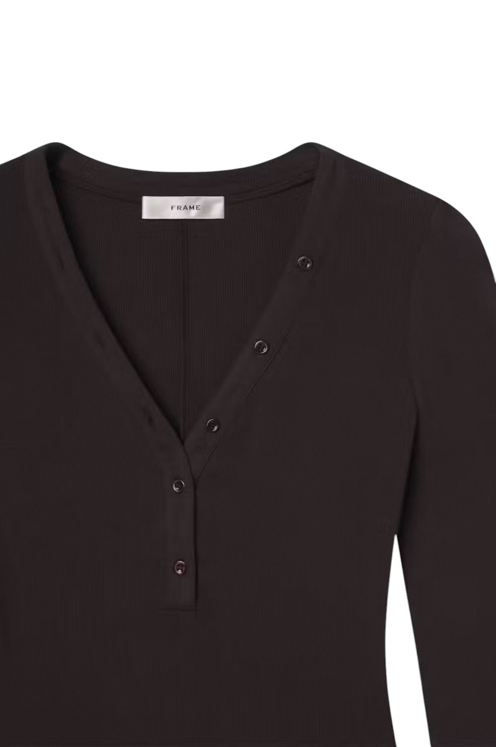 Slinky Long Sleeve Rib Henley - Chocolate Brown