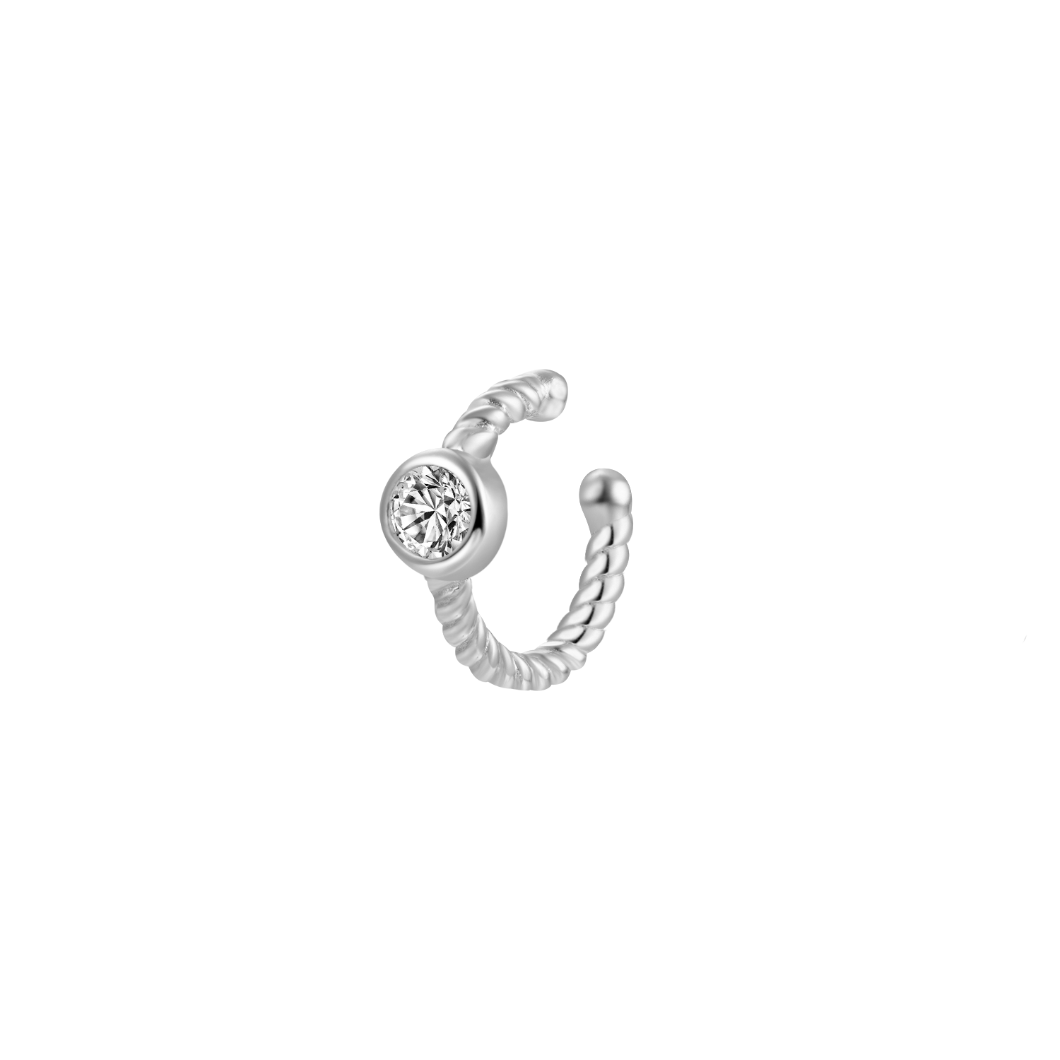CZ Beaded Cuff Silver Earring