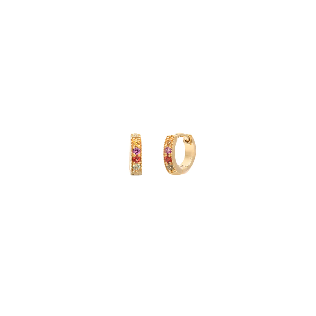 Pave Mini Huggies - 8mm Multi Sapphire