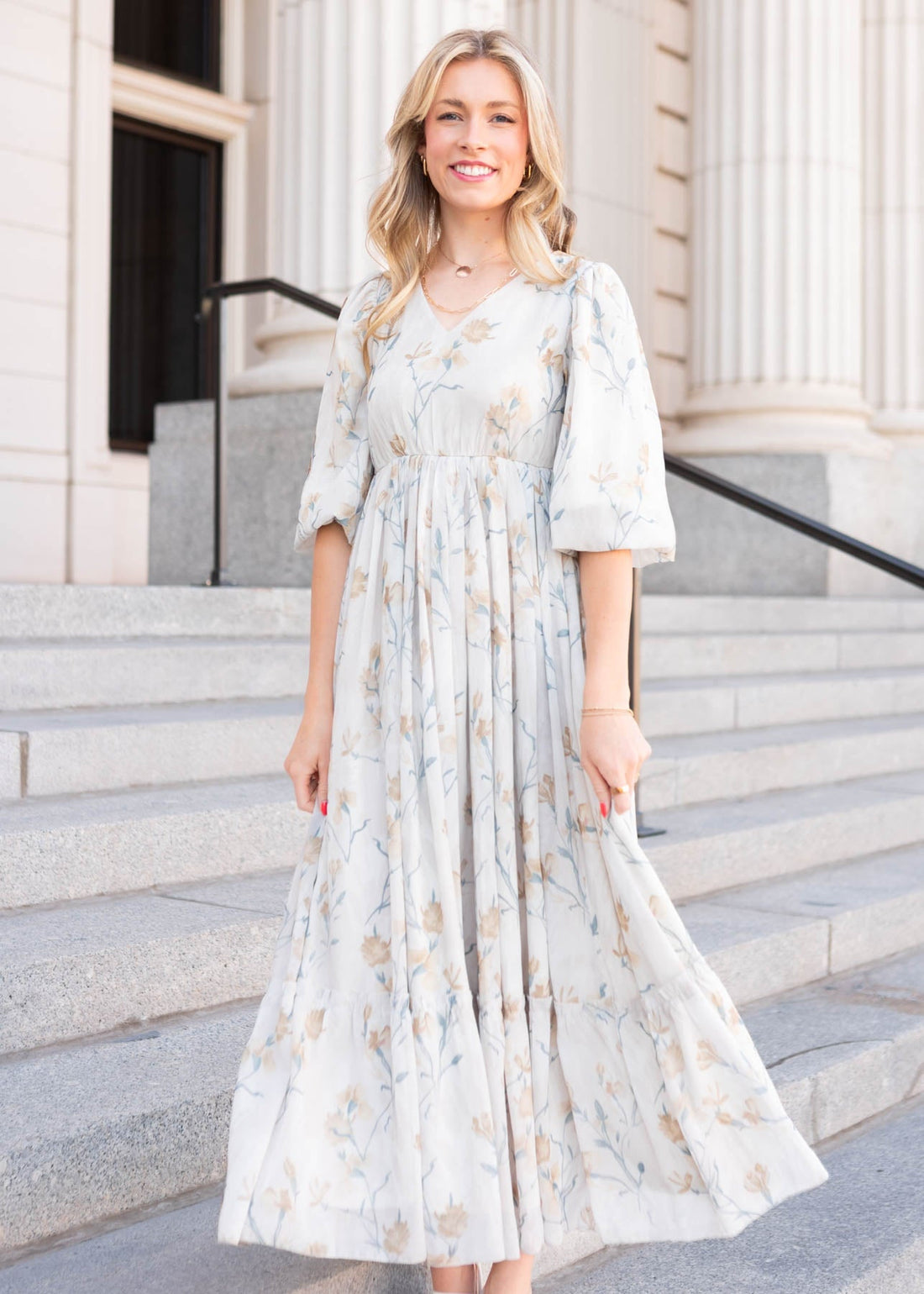 Elara Cream Flower Dress