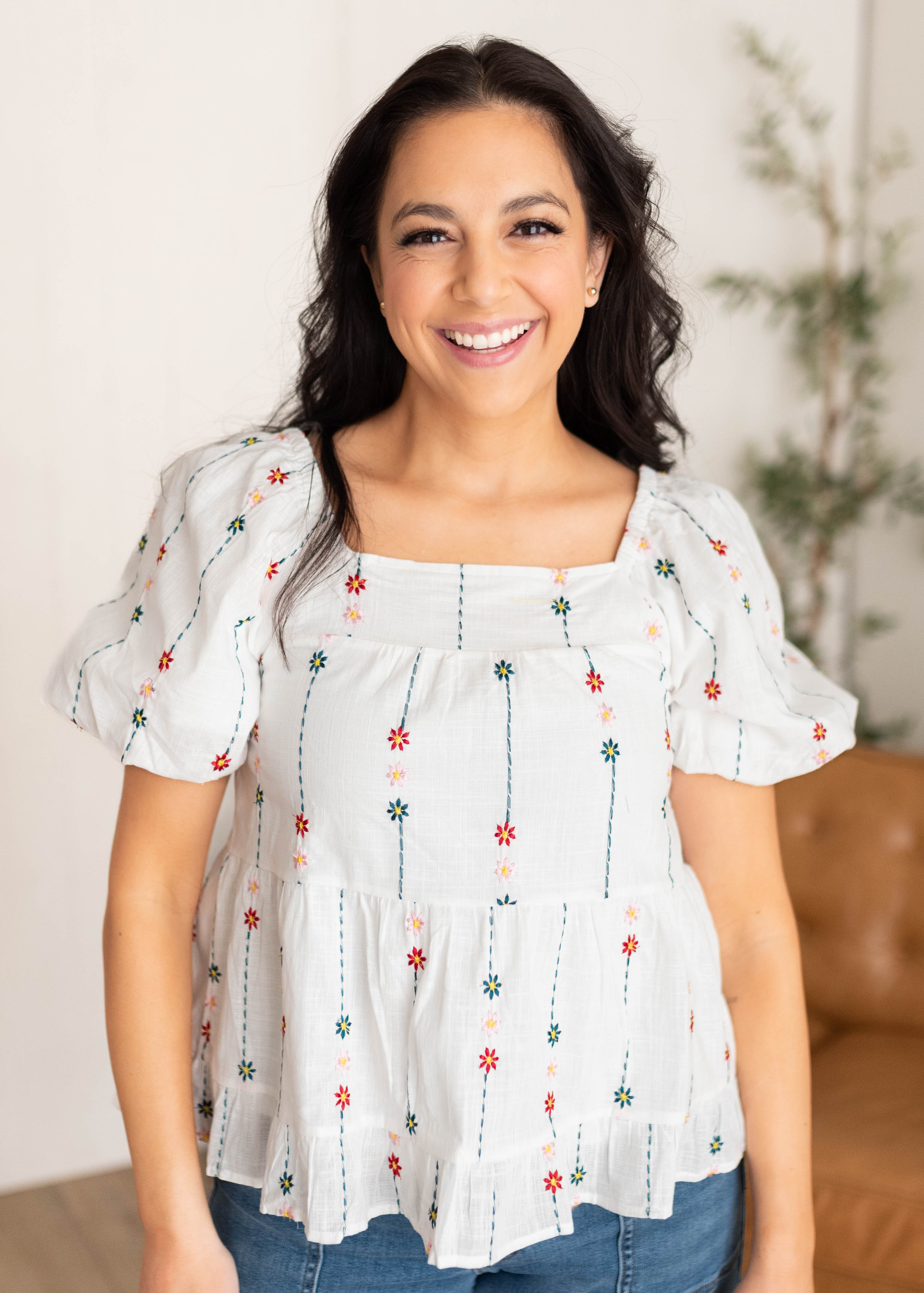 Heidi White Floral Blouse