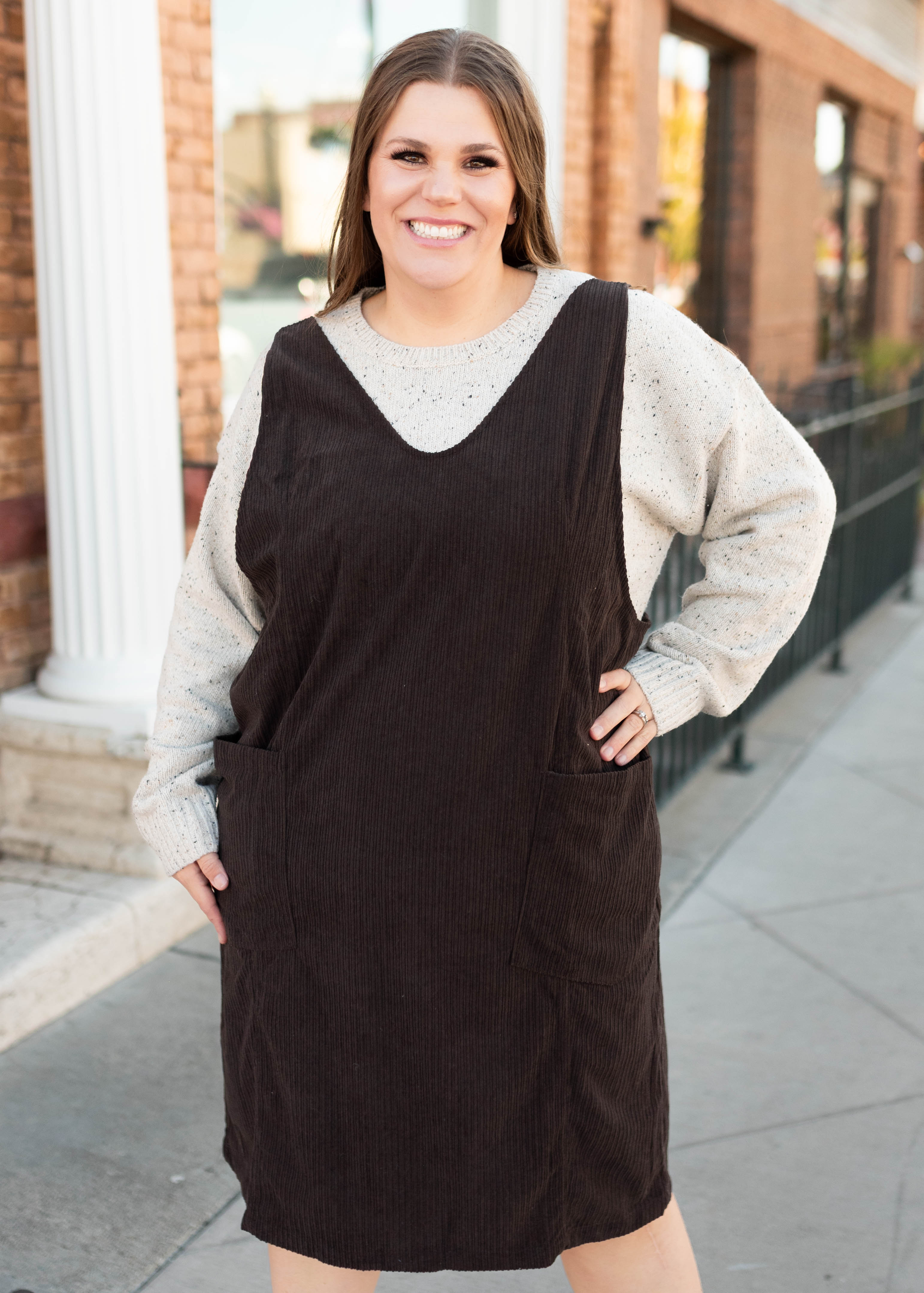 Katy Brown Corduroy Overall Dress