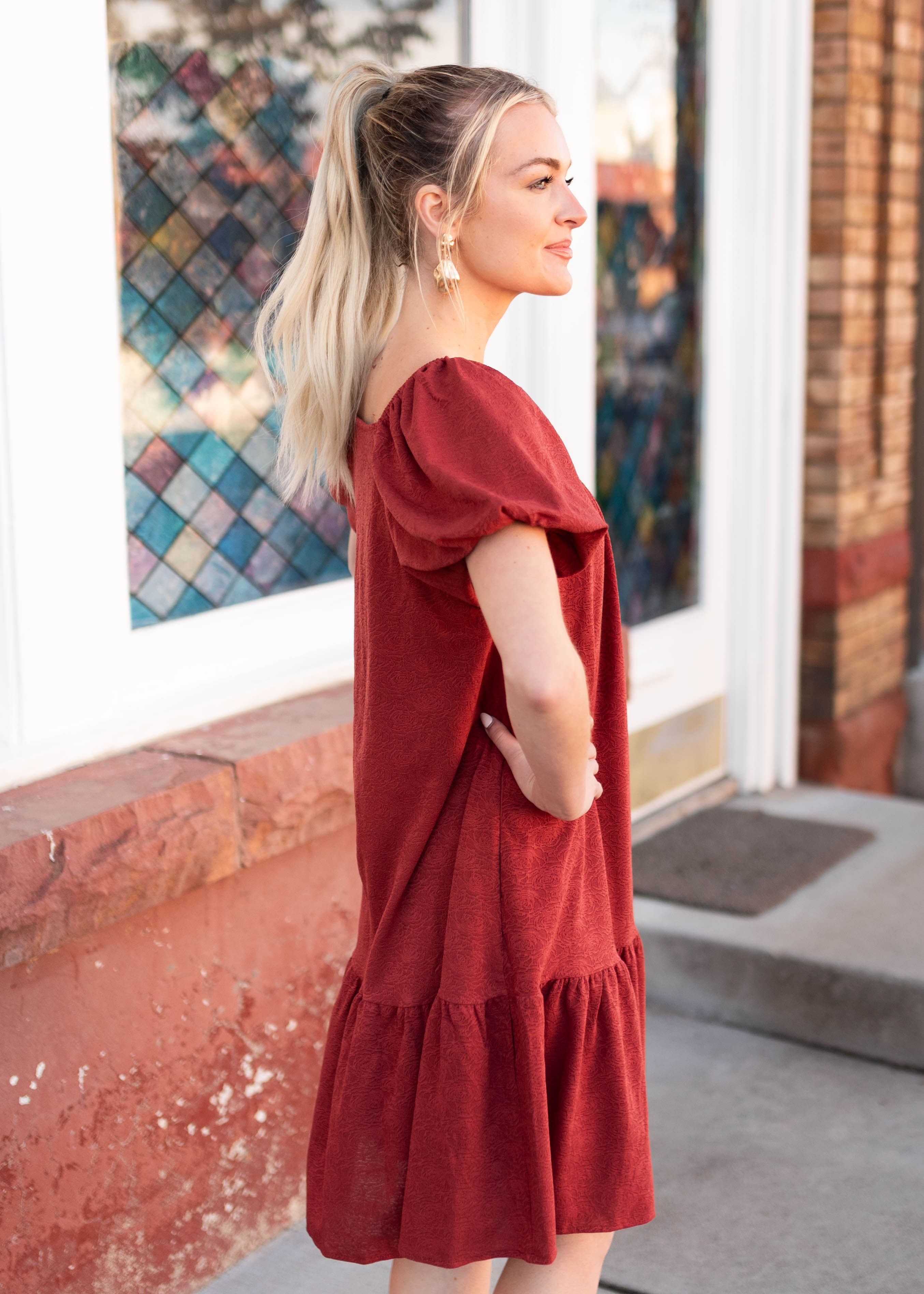 Leyla Rust Floral Dress