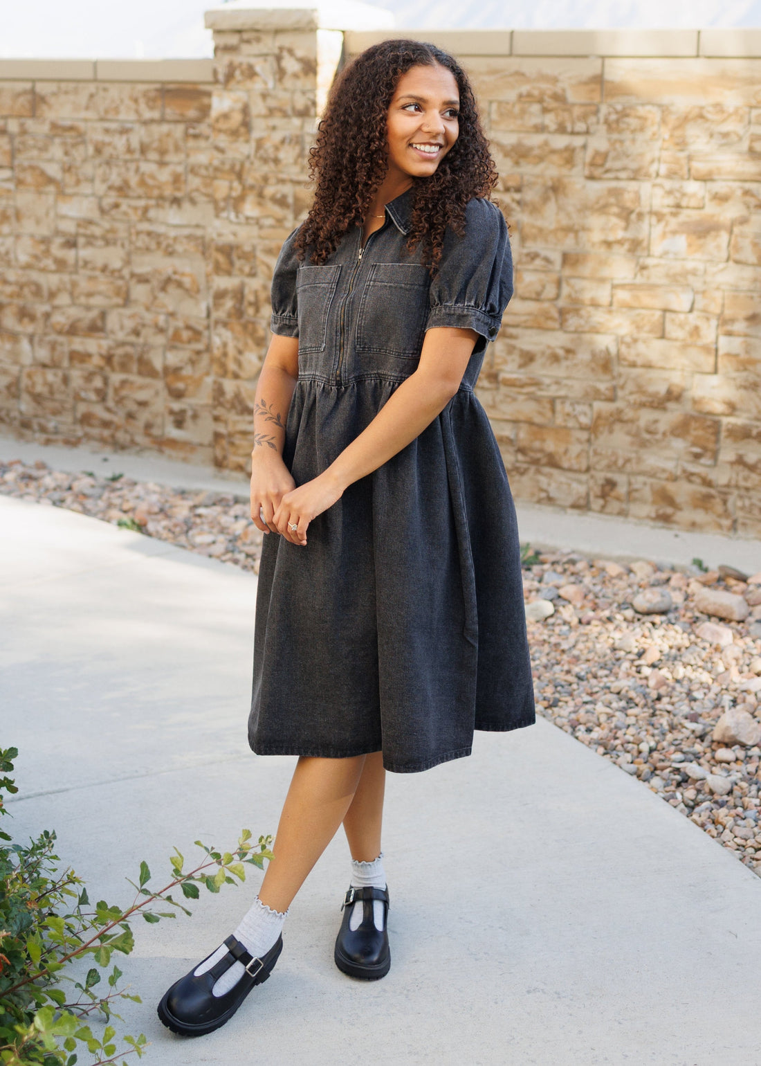 Reese Black Denim Dress