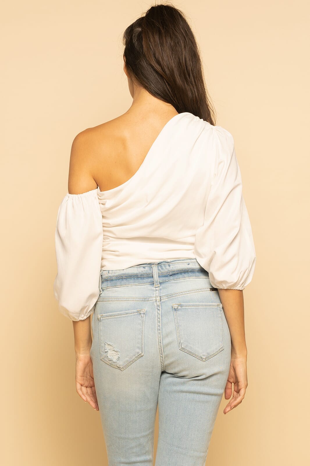 Asymmetrical Ruched One Shoulder Top
