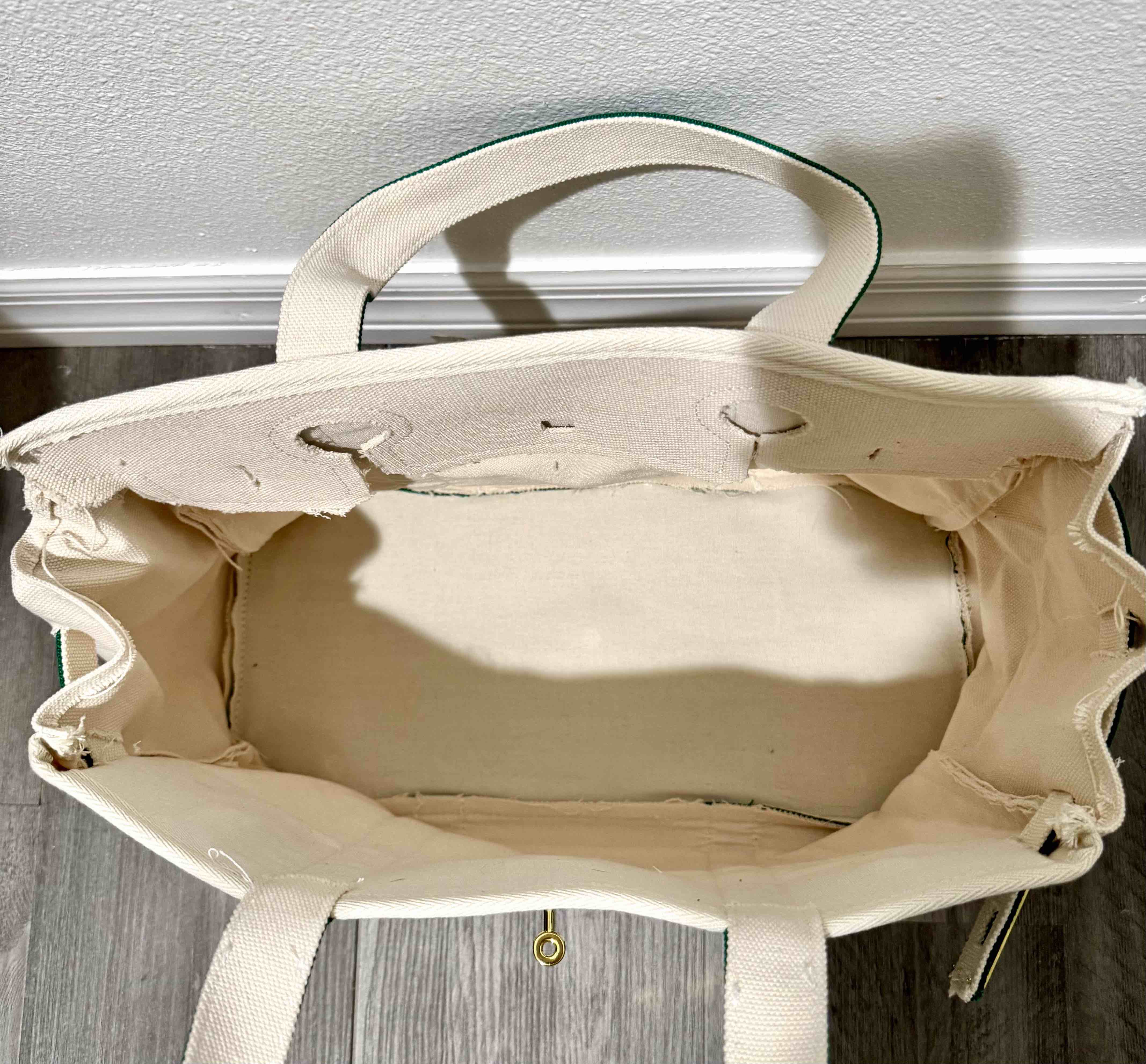 Boatkin Custom Canvas Contrast Green Trim Tote Bag