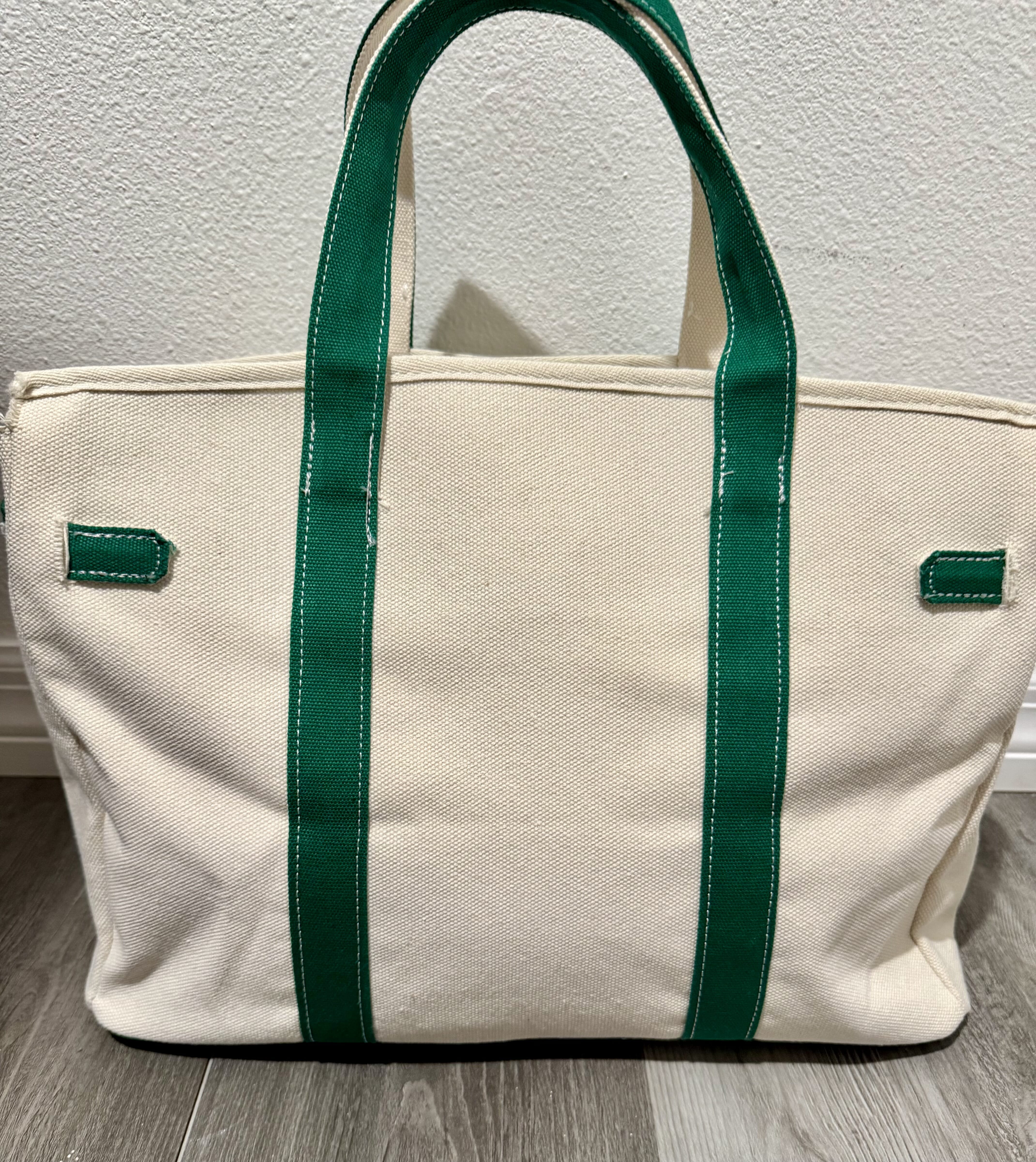 Boatkin Custom Canvas Contrast Green Trim Tote Bag