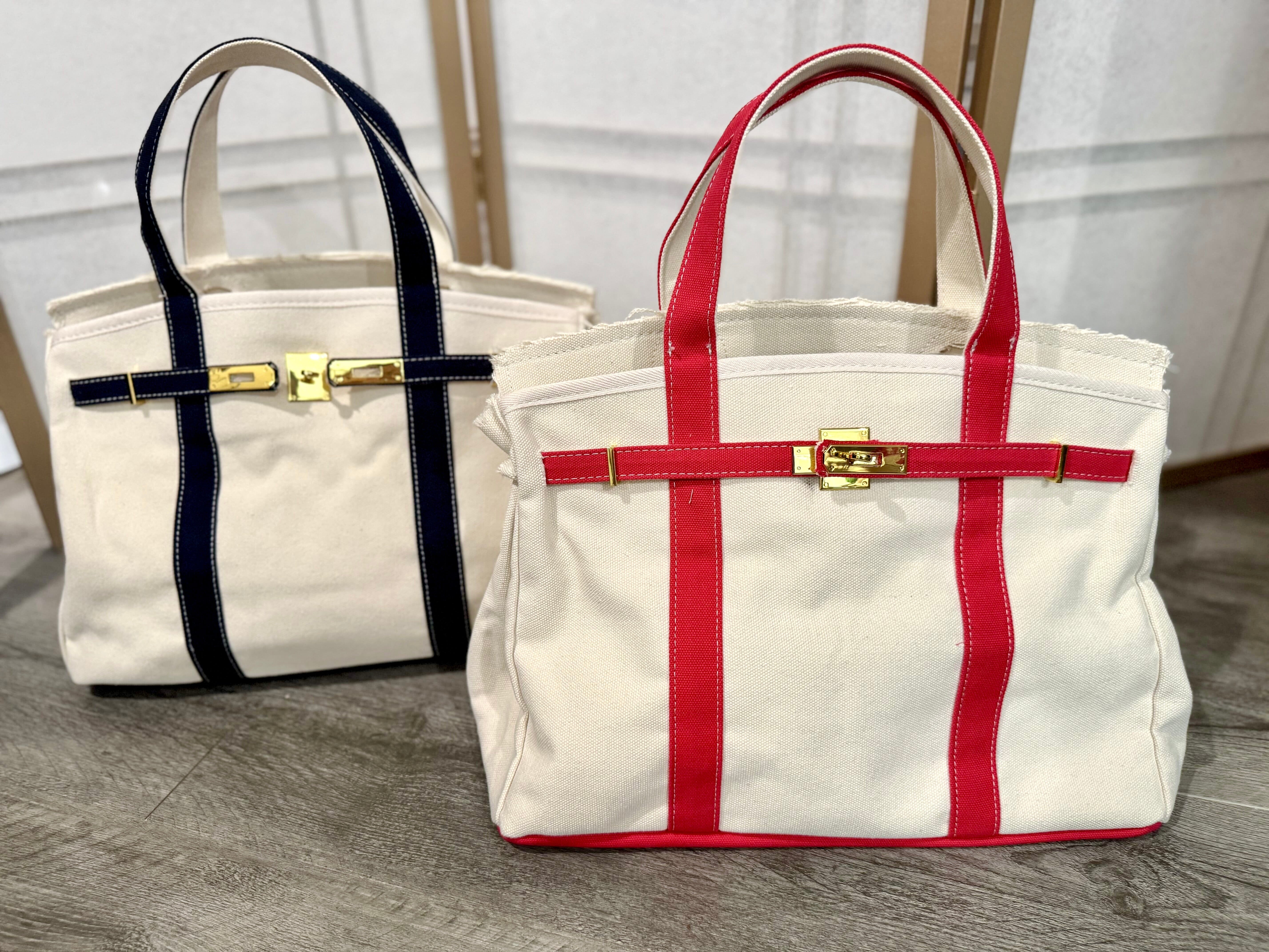 Boatkin Custom Canvas Contrast Red Trim Tote Bag