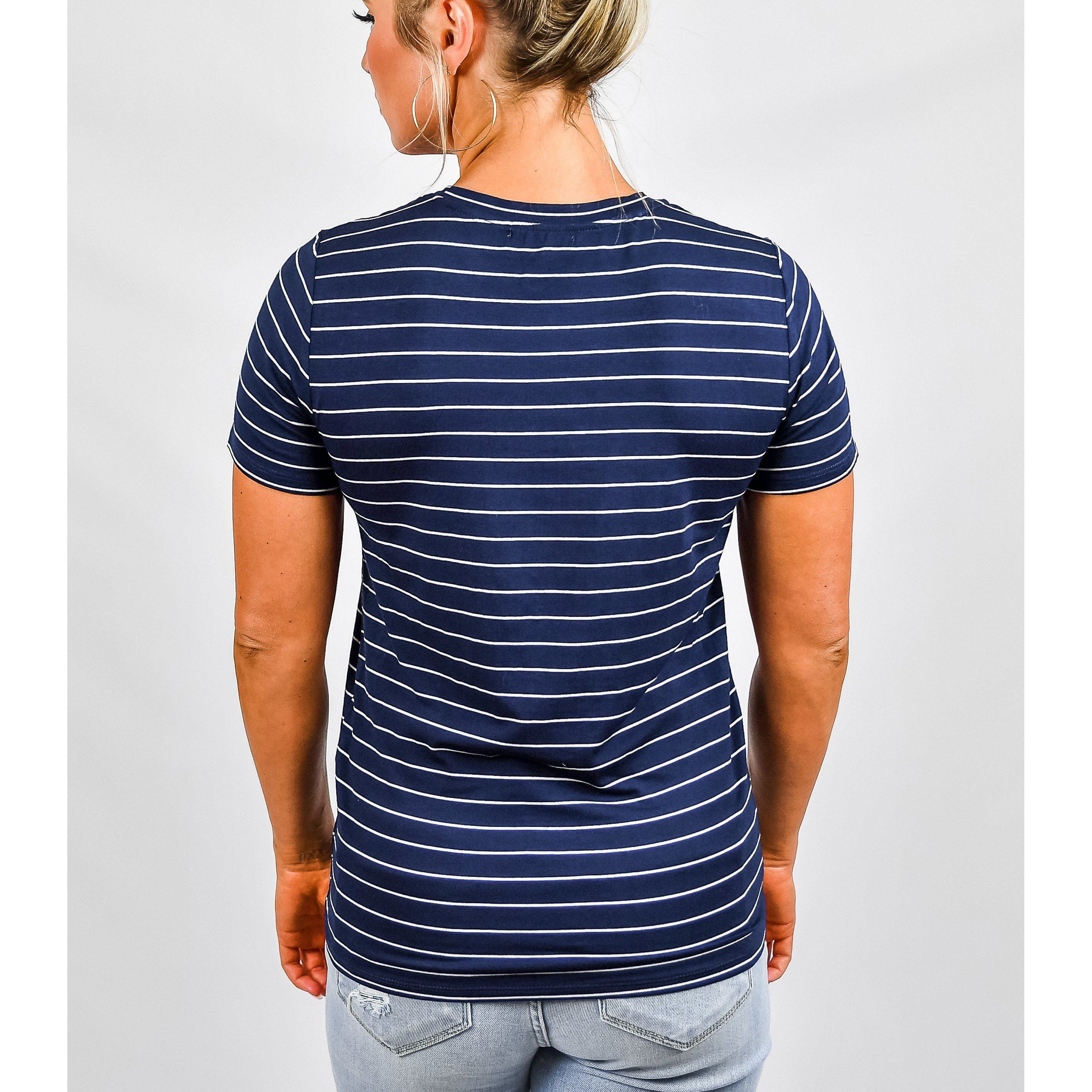 Bonjour Striped Tee Navy Blue