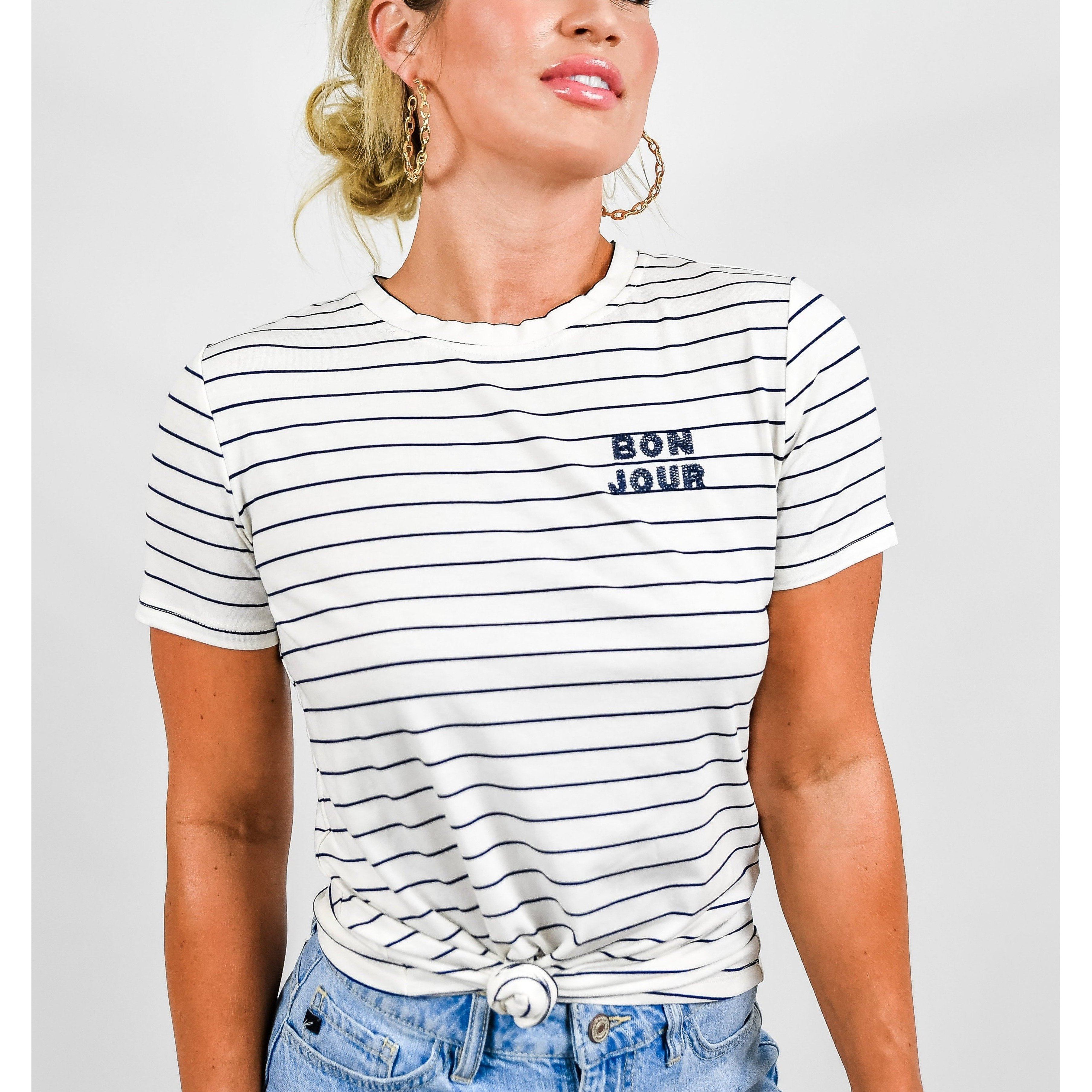 Bonjour Striped Tee - FINAL SALE