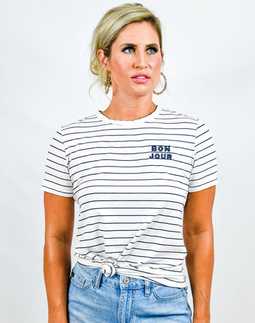 Bonjour Striped Tee - FINAL SALE