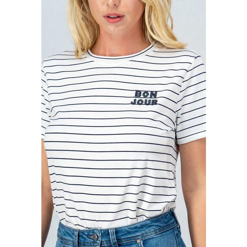 Bonjour Striped Tee - FINAL SALE