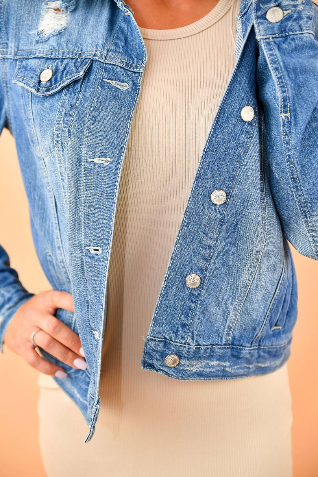 Boyfriend Distressed Denim Jean Jacket