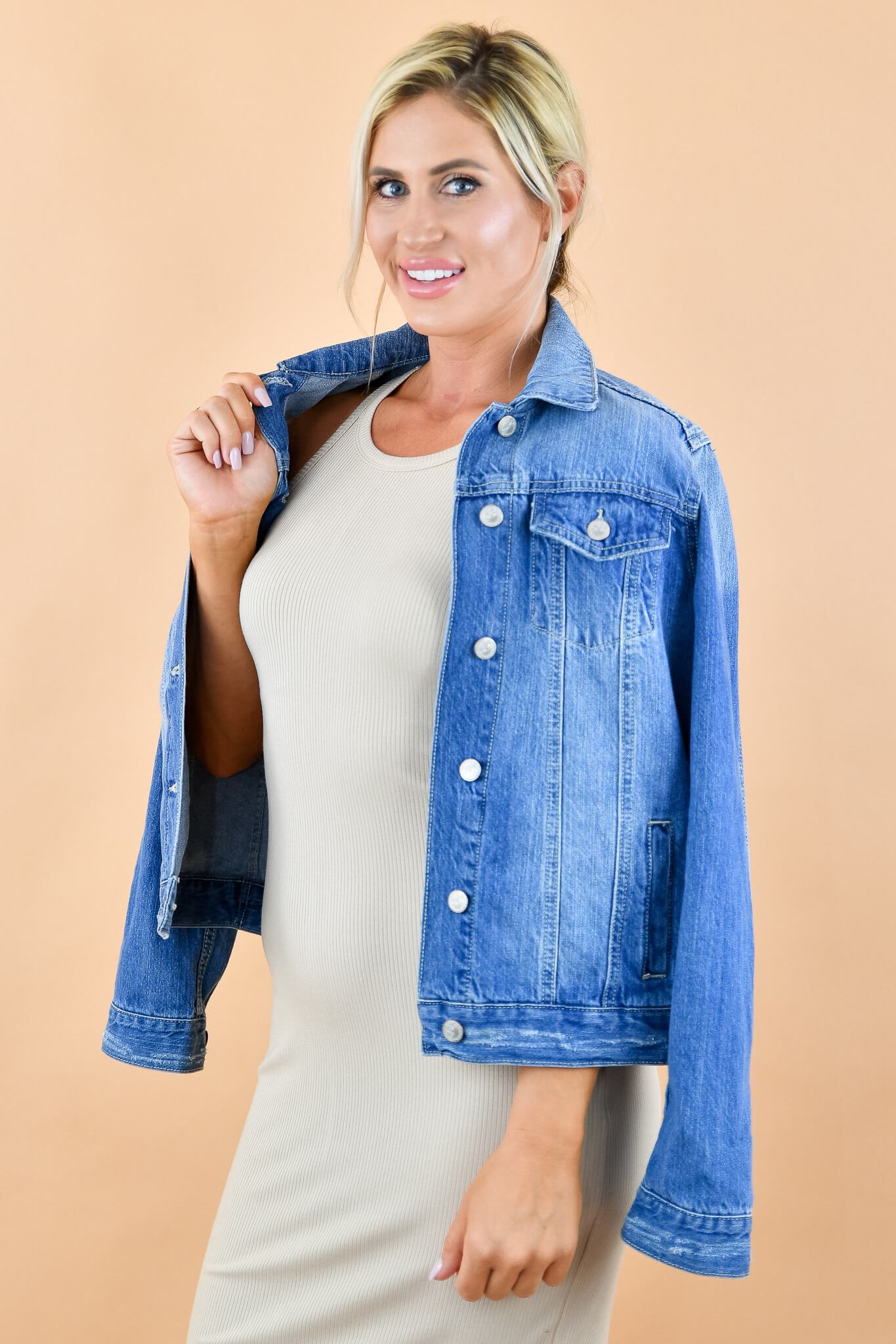 Boyfriend Distressed Denim Jean Jacket
