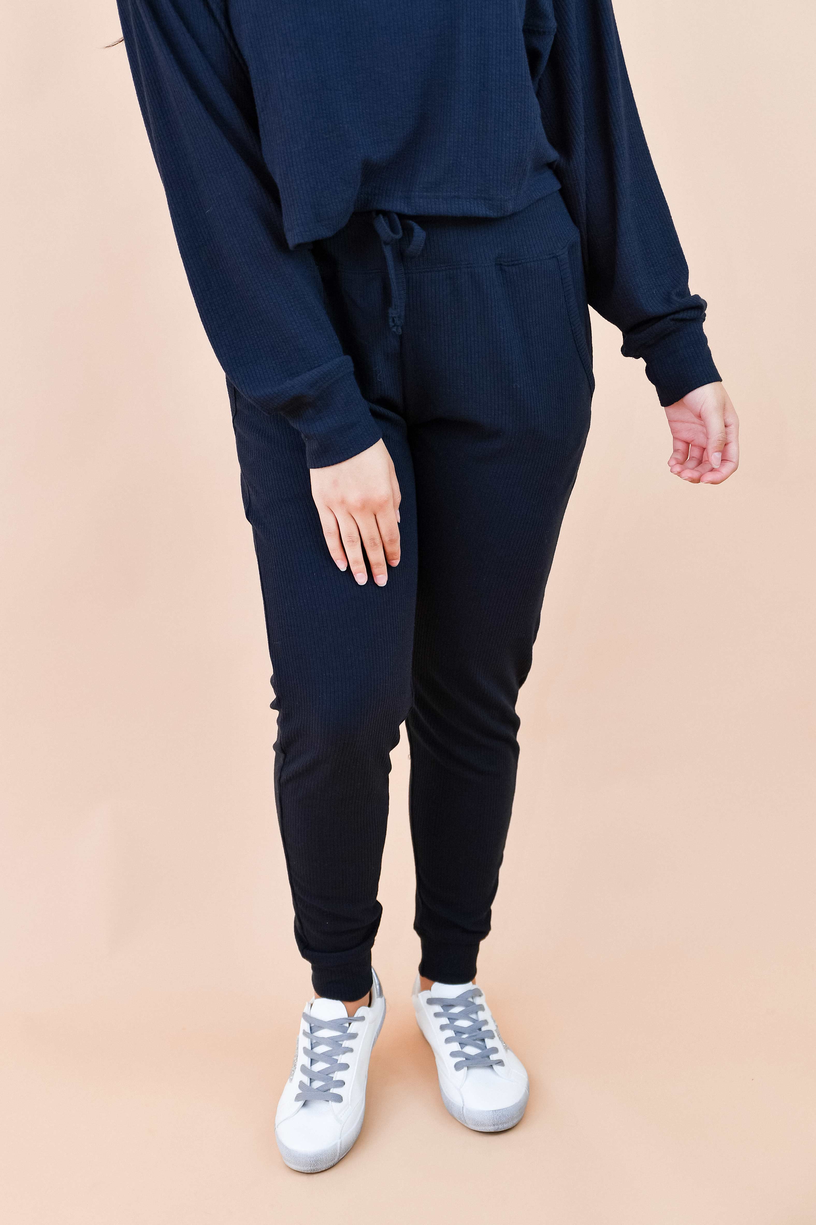 Cozy Ribbed High-Rise Jogger Black
