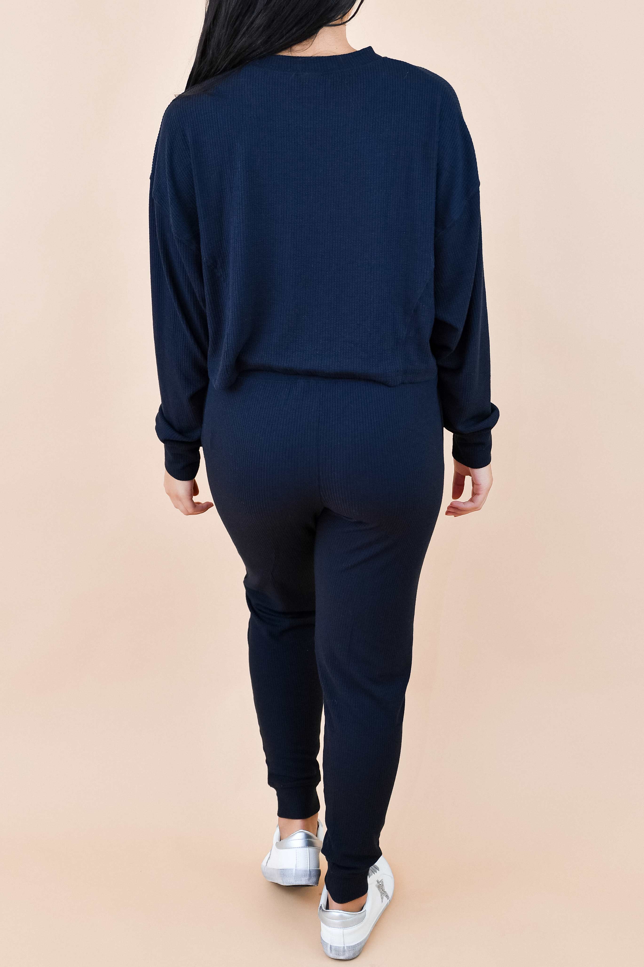 Cozy Ribbed High-Rise Jogger Black