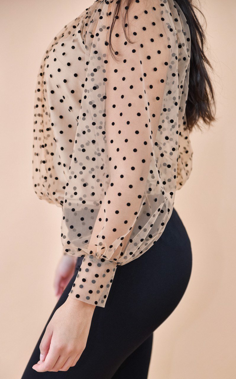 Dobby Polka Dot Top Blouse