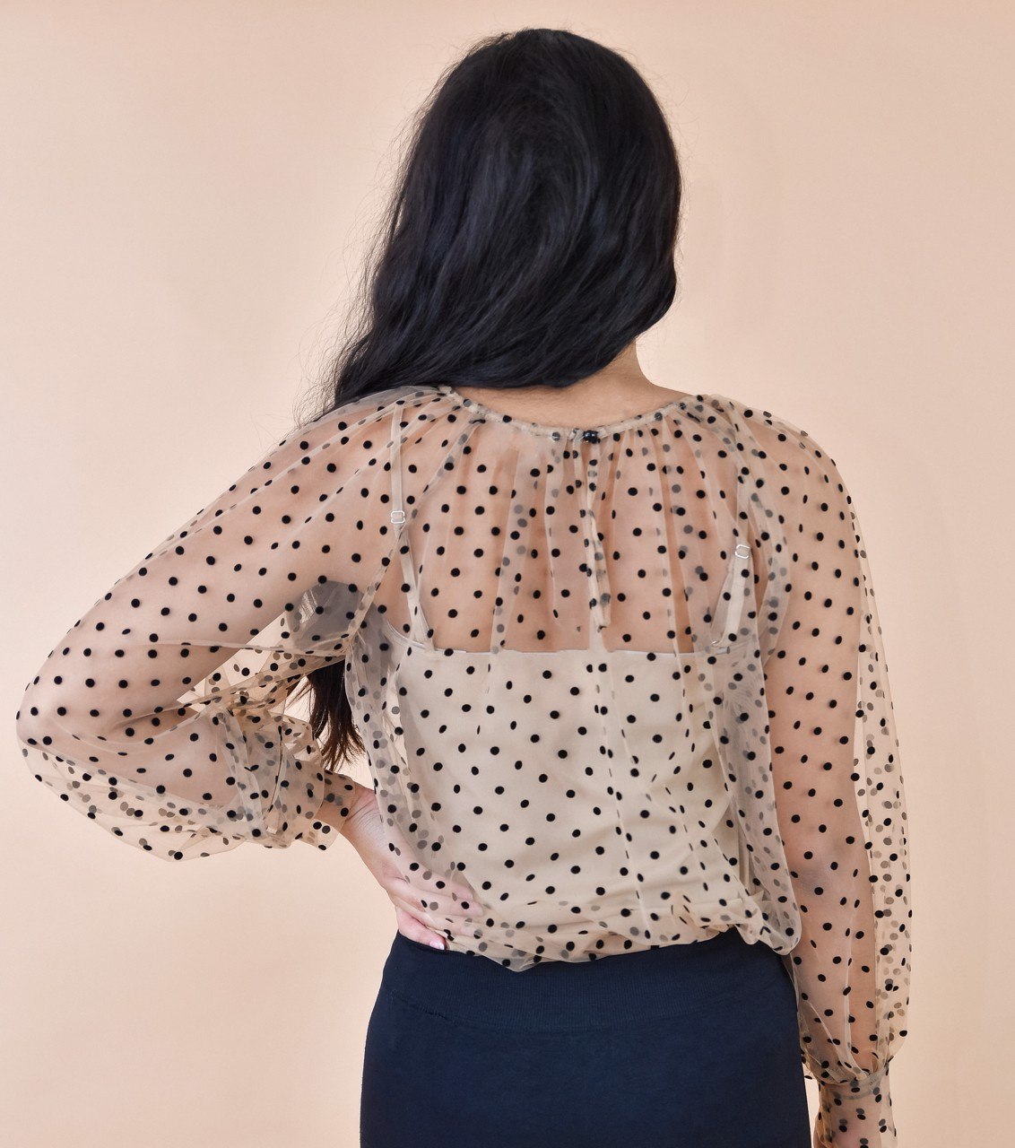 Dobby Polka Dot Top Blouse