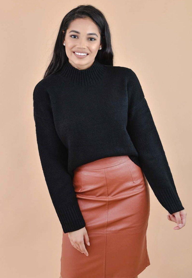 Dreamy Black Mock Neck Knit Sweater