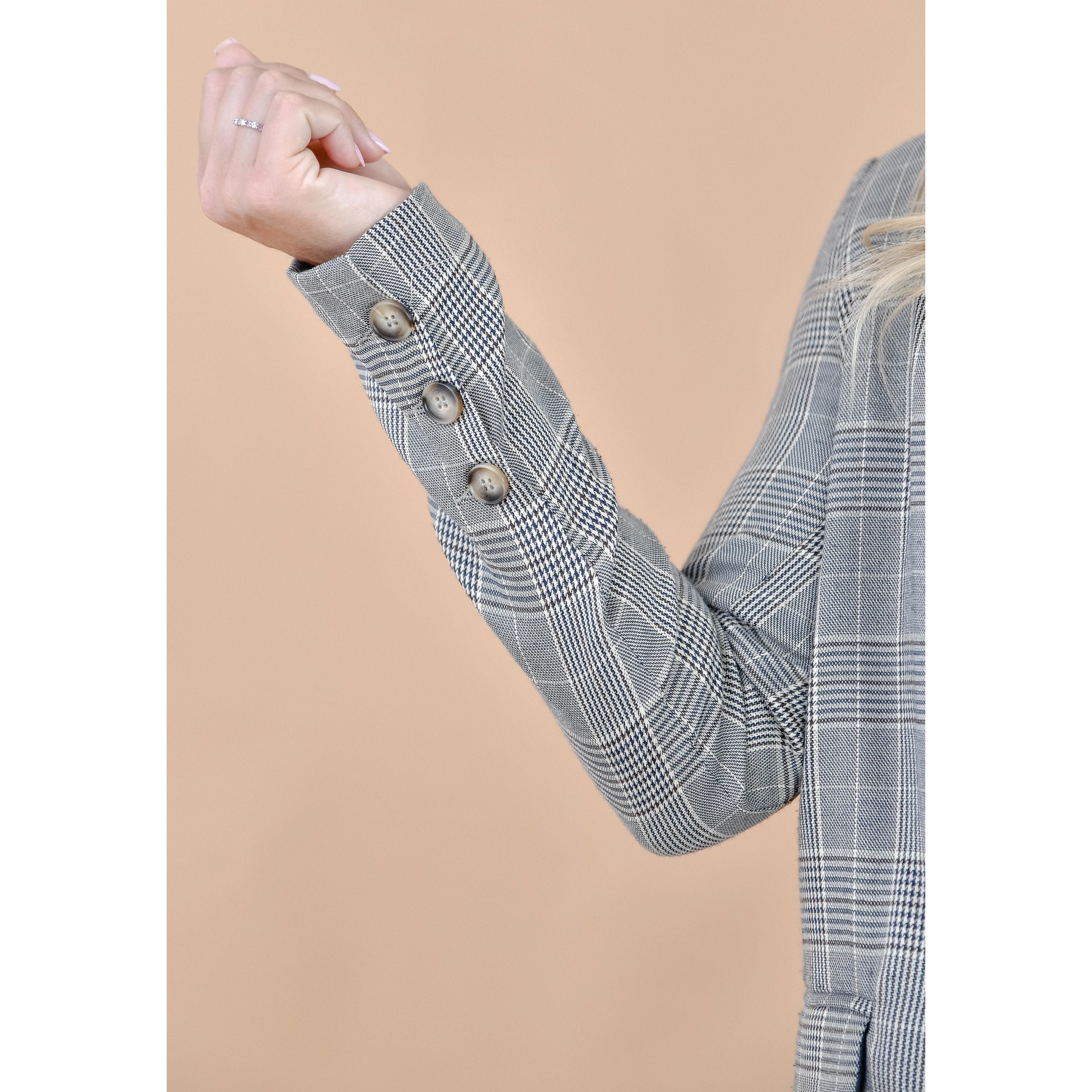 Eva Plaid Checkered Grey Blazer