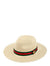 Green and Red Ribbon Straw Woven Fedora Hat - Beige