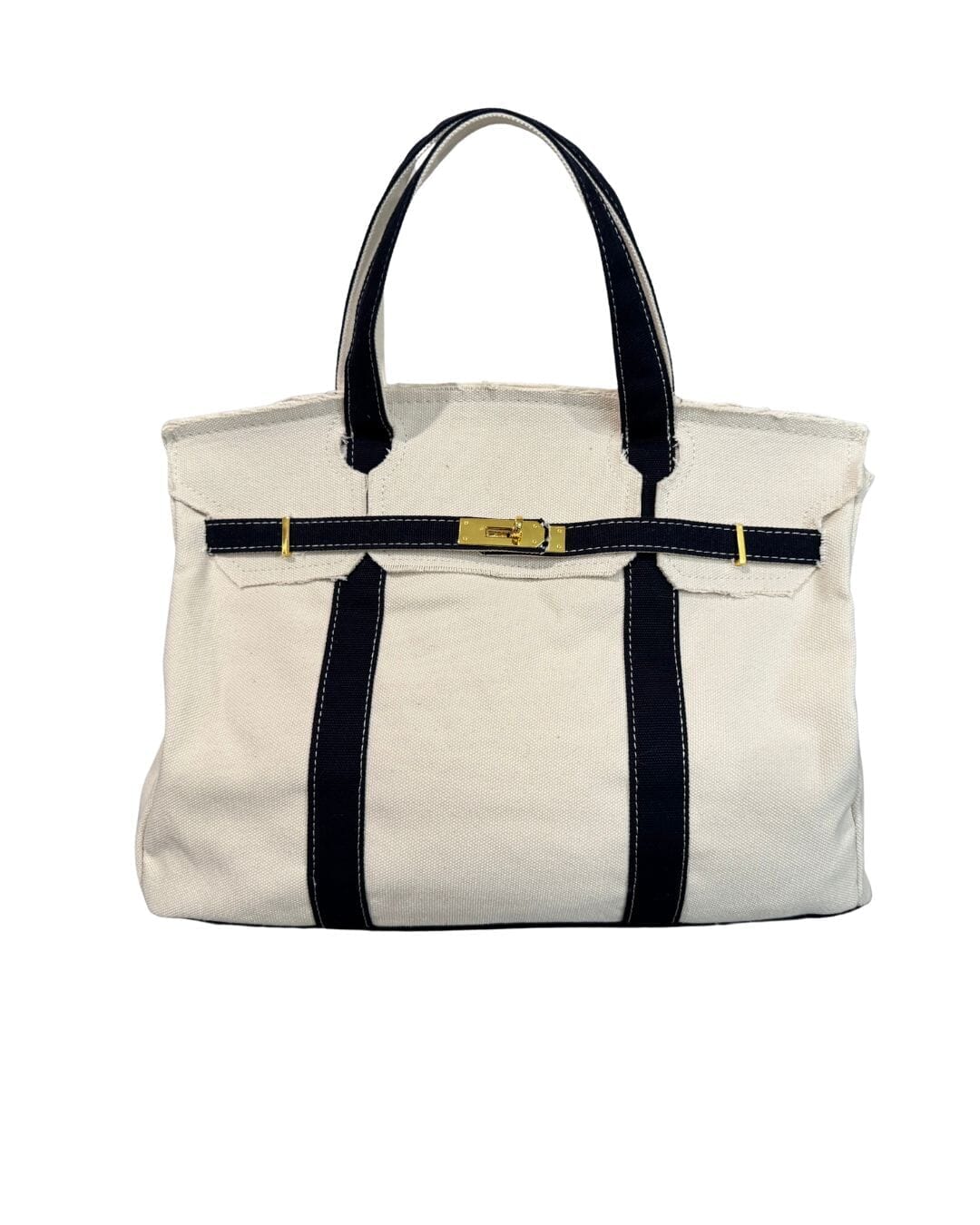 Boatkin Custom Canvas Contrast Navy Trim Tote Bag