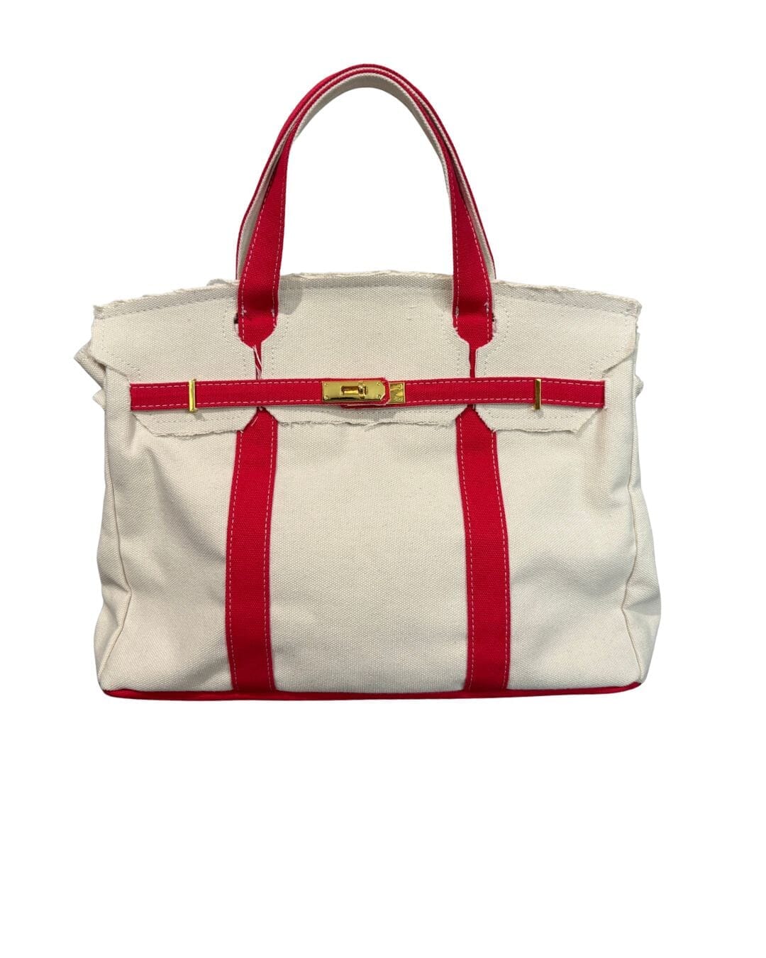 Boatkin Custom Canvas Contrast Red Trim Tote Bag