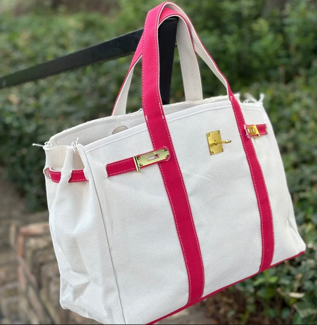 Boatkin Custom Canvas Contrast Red Trim Tote Bag