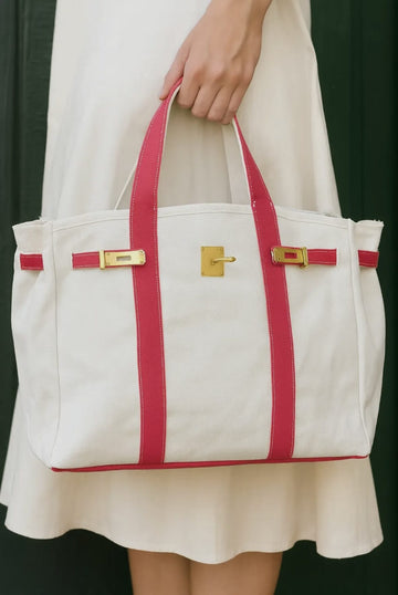 Boatkin Custom Canvas Contrast Red Trim Tote Bag
