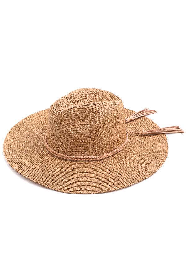 Helios Braided Tassel Straw Hat- Tan
