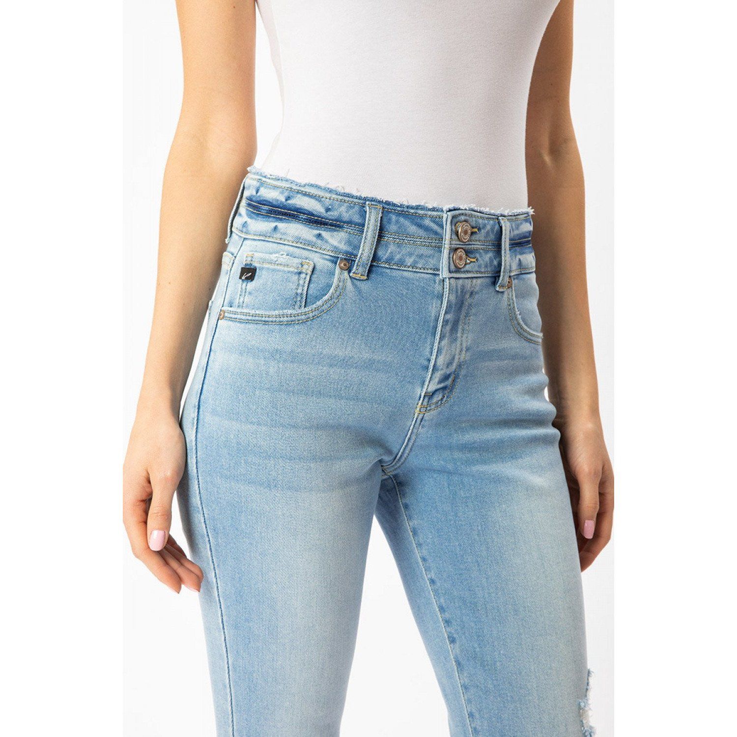 High Rise Distressed Light Wash Skinny Jeans