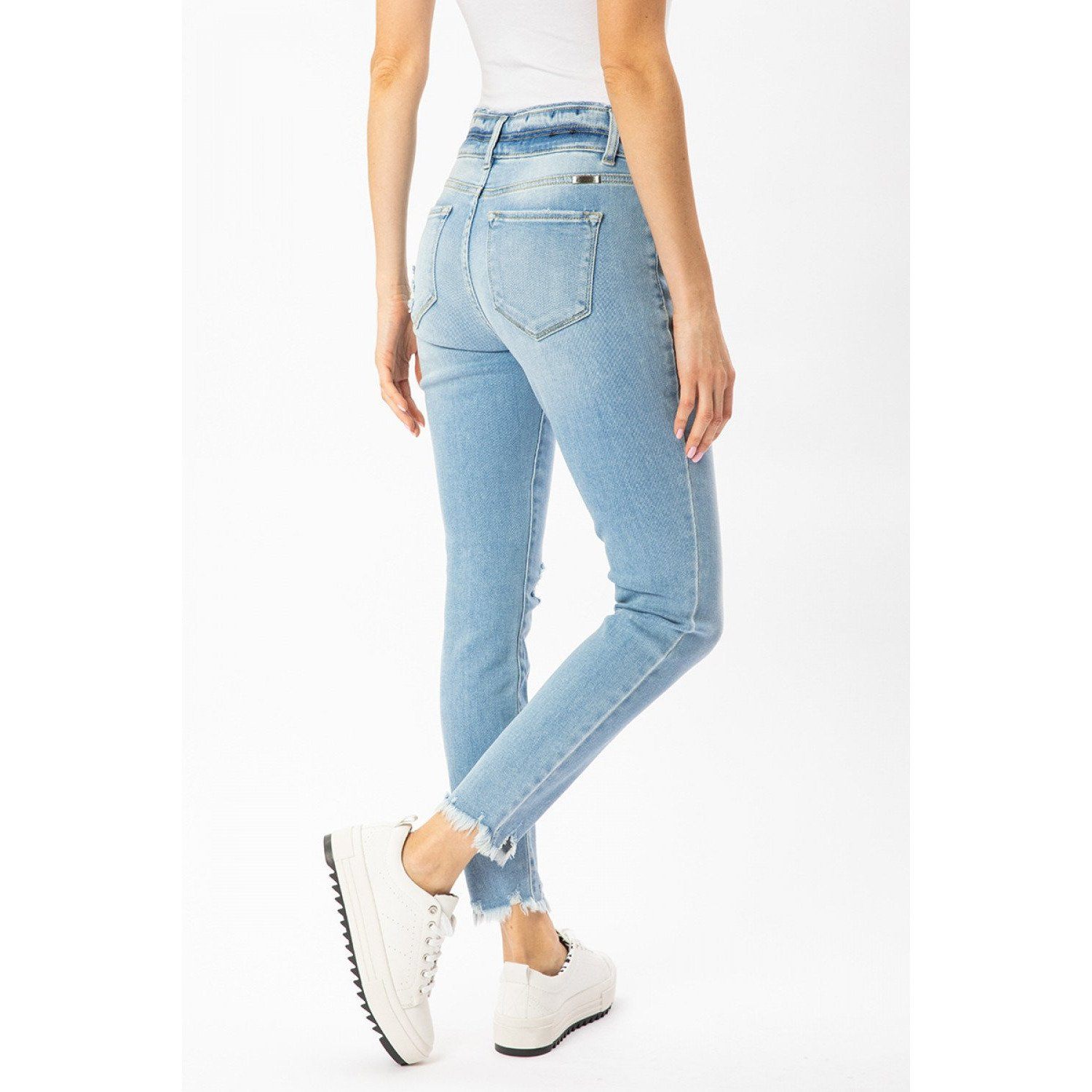 High Rise Distressed Light Wash Skinny Jeans