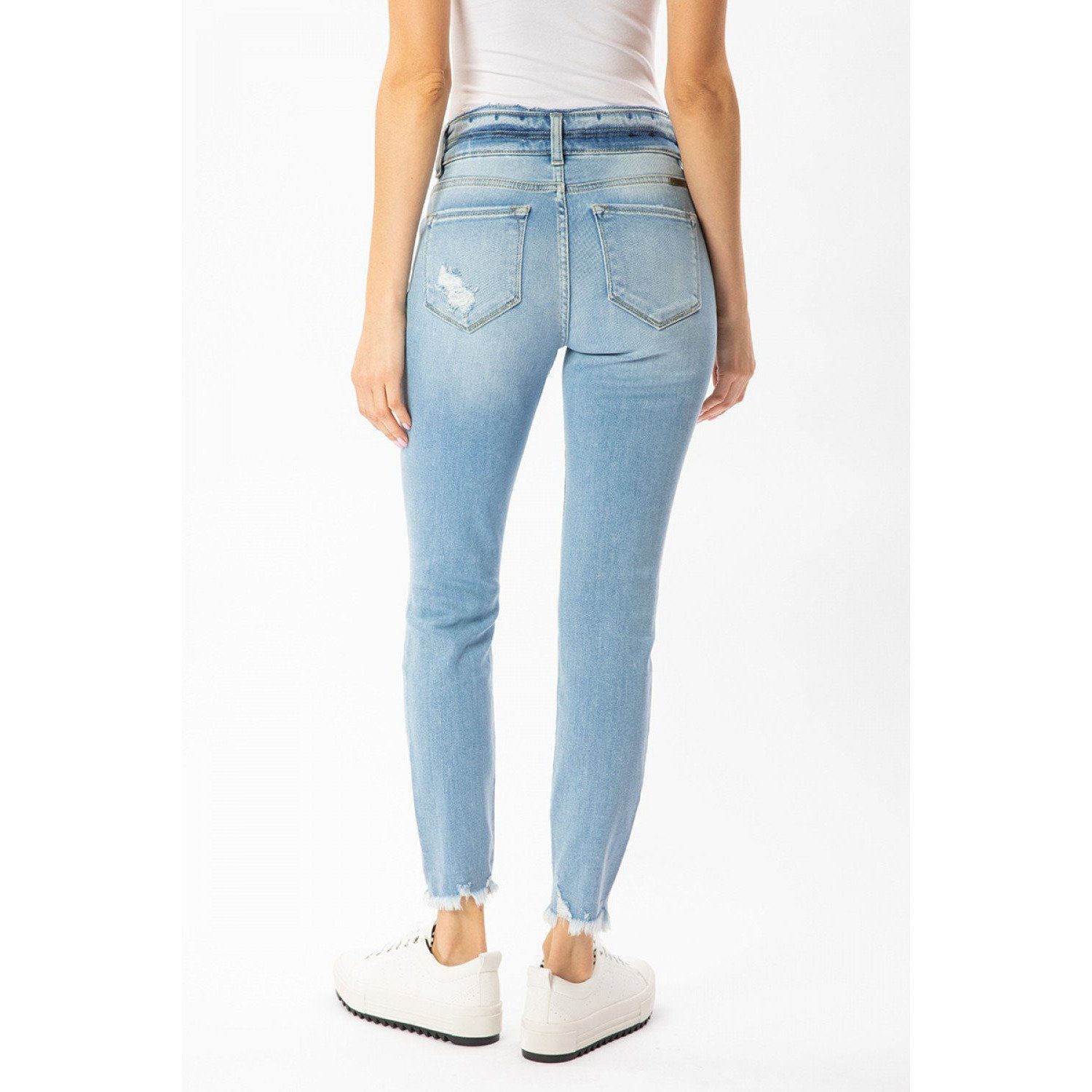 High Rise Distressed Light Wash Skinny Jeans