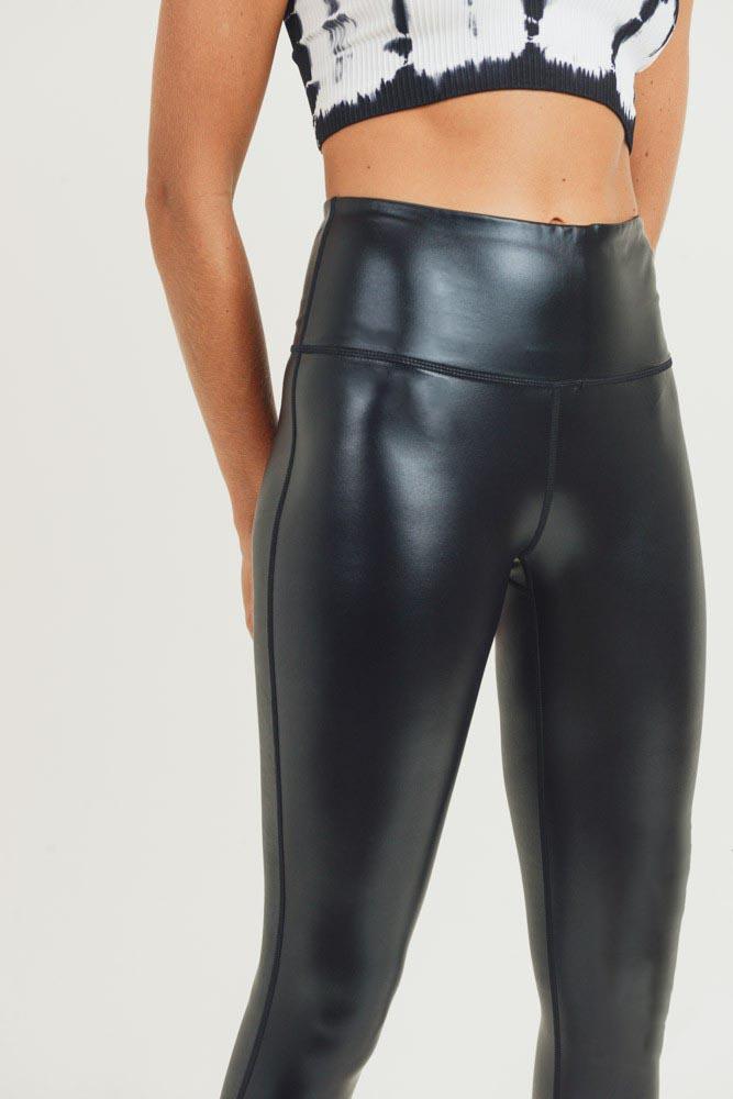 High-Waist Shiny Black Liquid Legging
