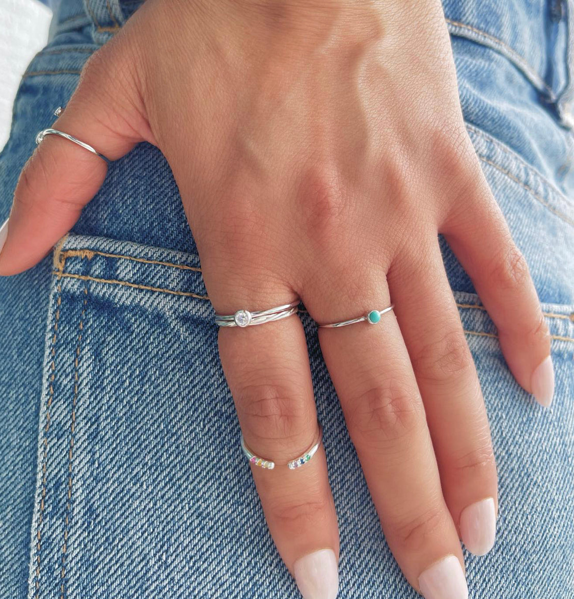 Rainbow Open Silver Ring