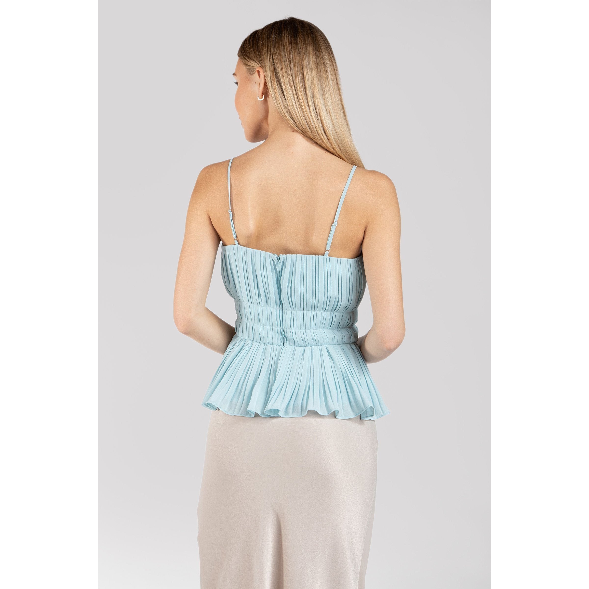 Joanna Pleated Baby Blue Cami Top