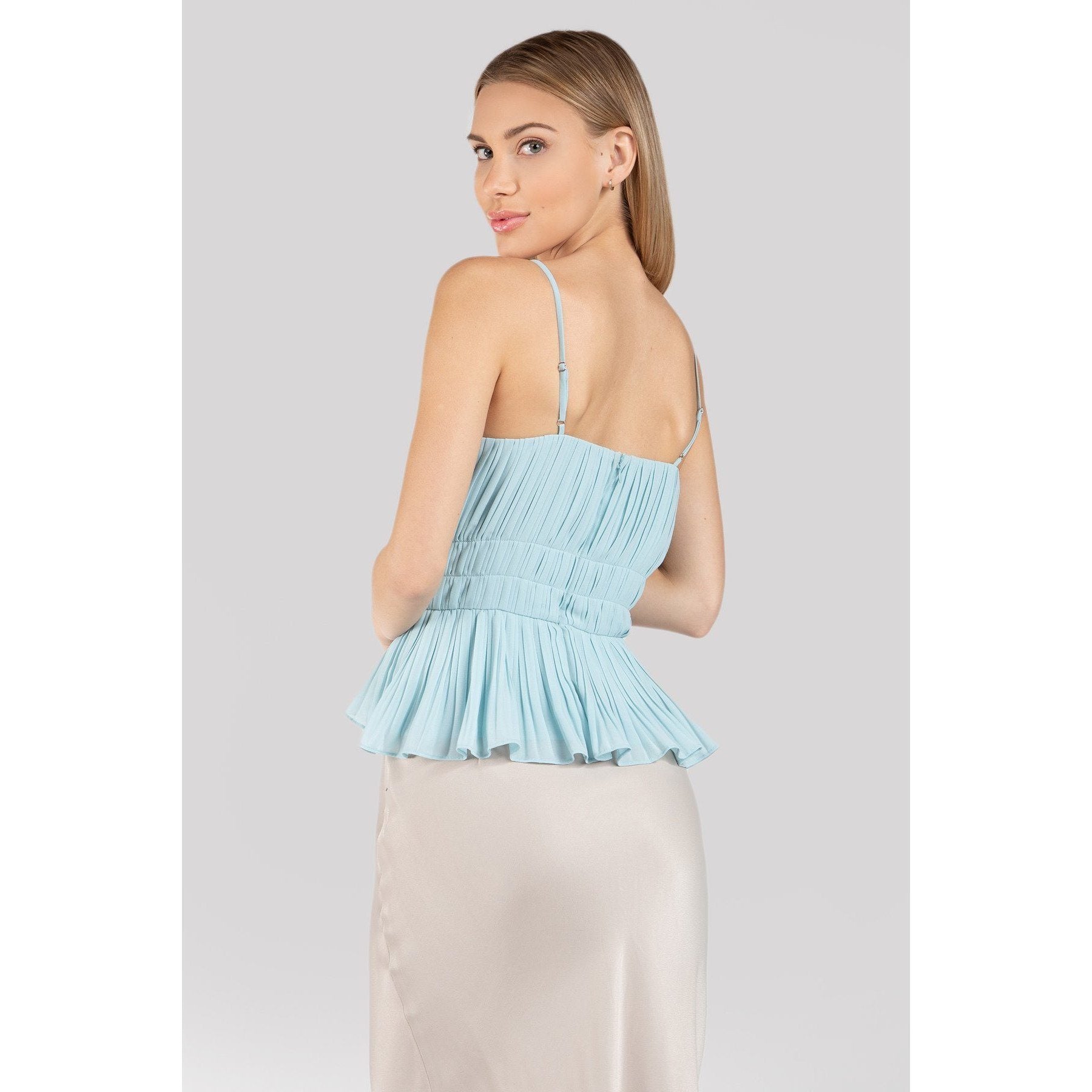 Joanna Pleated Baby Blue Cami Top