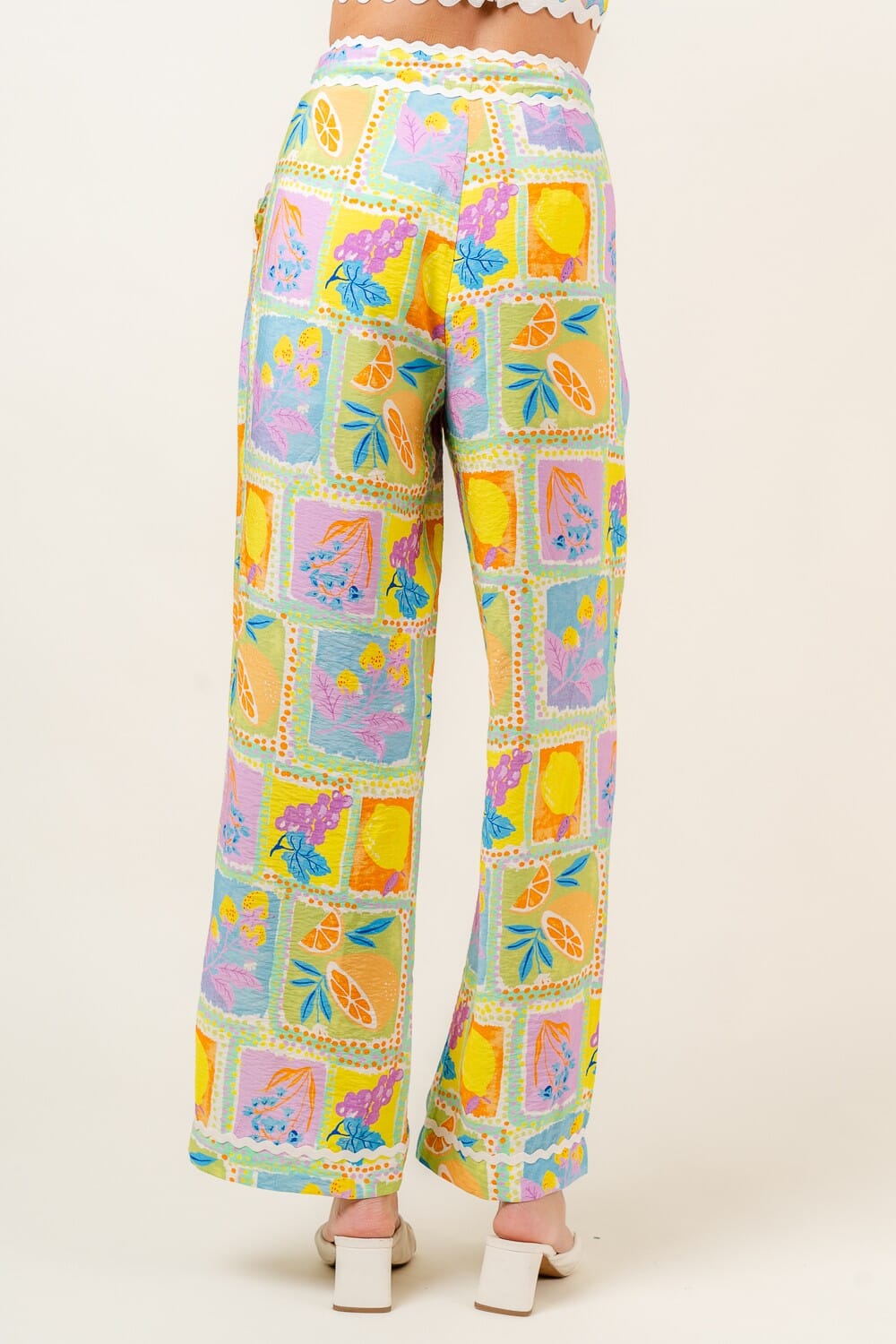 Amalfi Lemon Print Woven High Waisted Pants