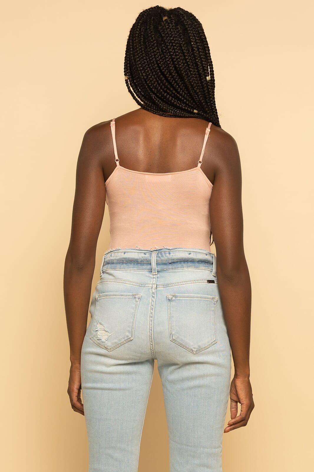 Light Pink Strappy Cami Square Neck Bodysuit