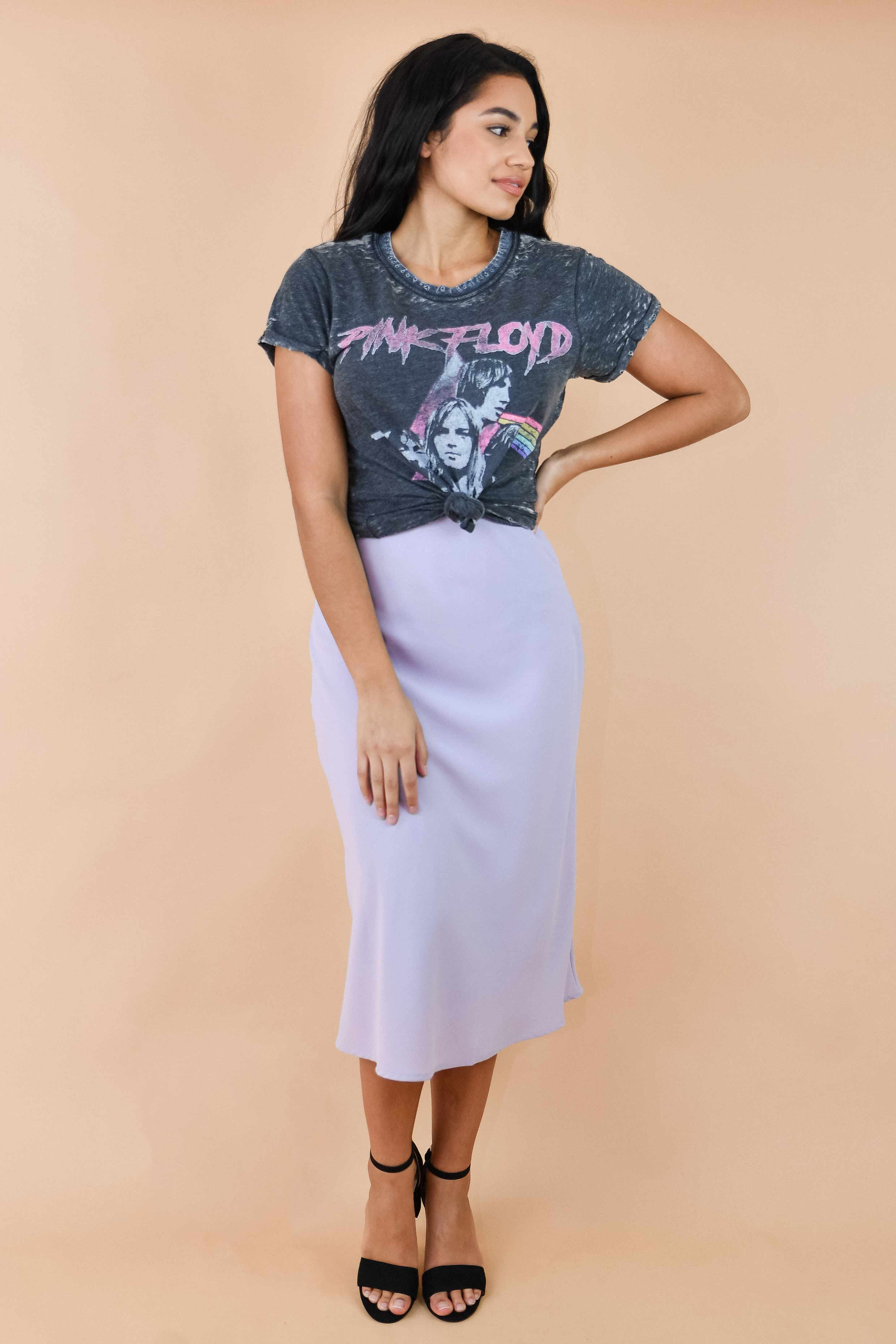 Lilac Purple Woven Bias Midi Skirt