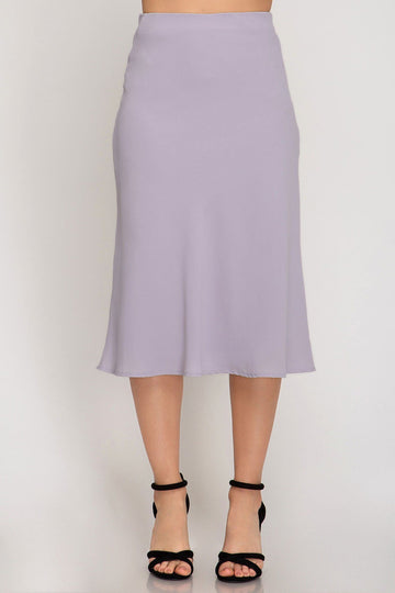Lilac Purple Woven Bias Midi Skirt