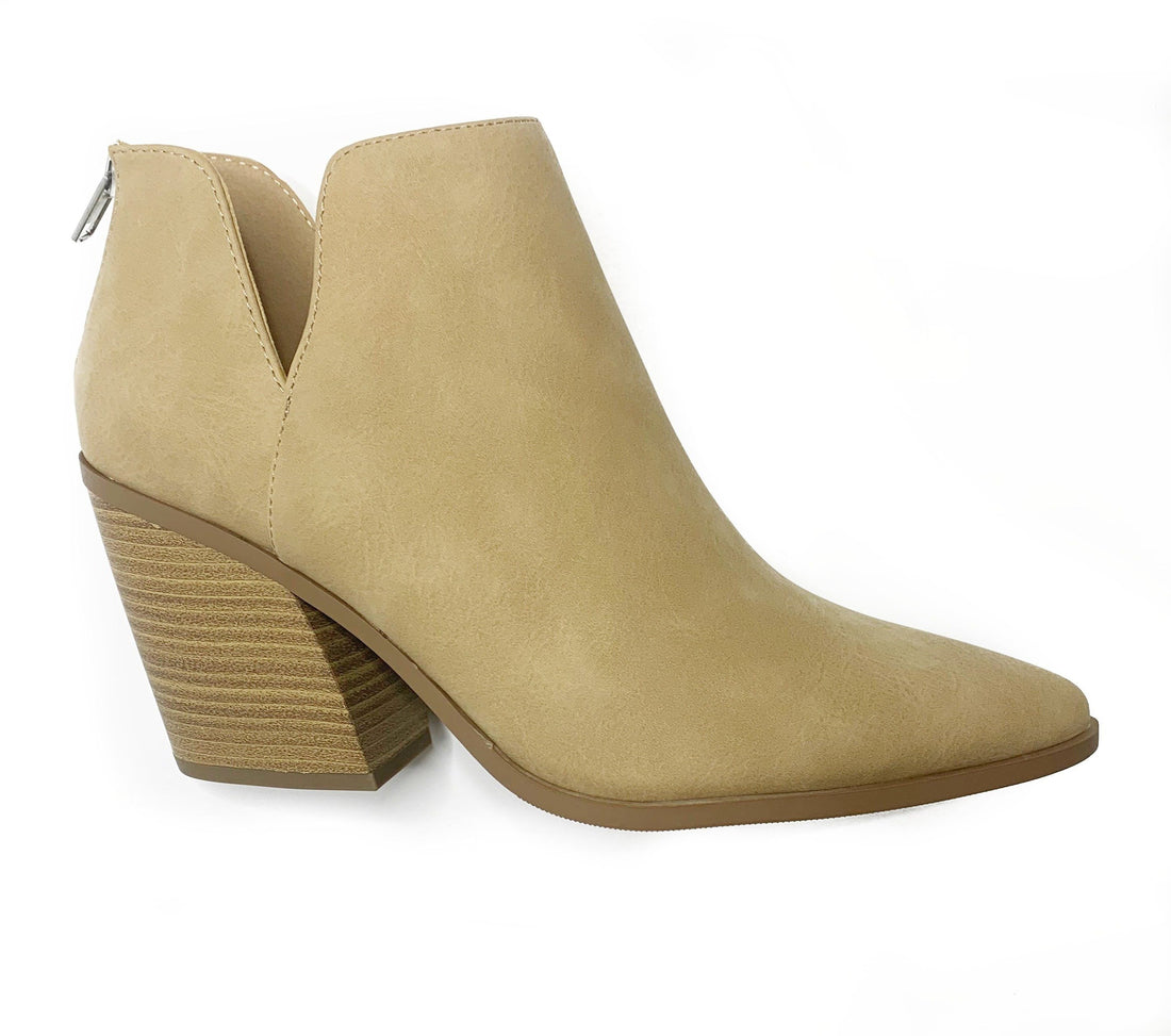 Lori Beige Brown Cut-Out Ankle Booties