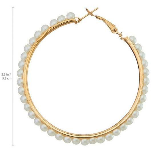 Multi Pearl Gold Hoop Earrings