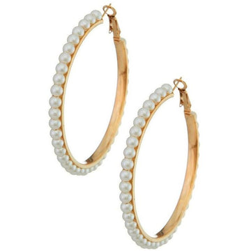 Multi Pearl Gold Hoop Earrings