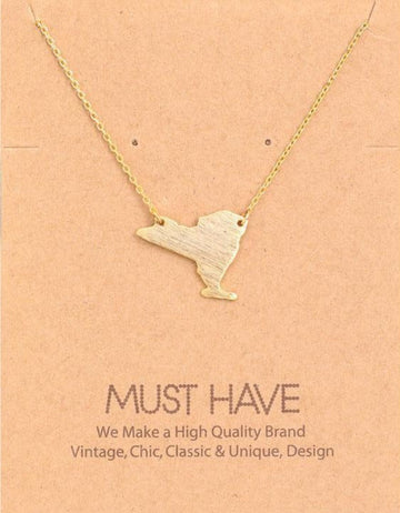 New York State Pendant Necklace Gold