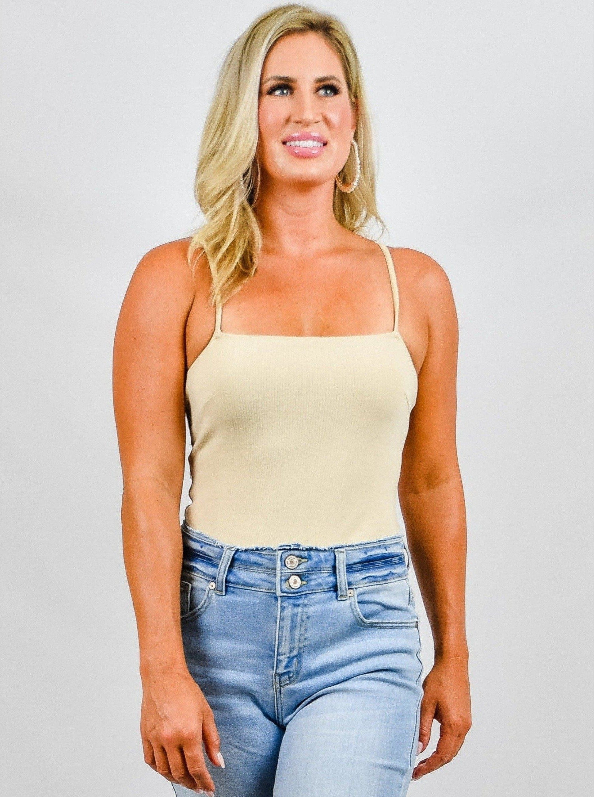 Nude Ribbed Strappy Bodysuit