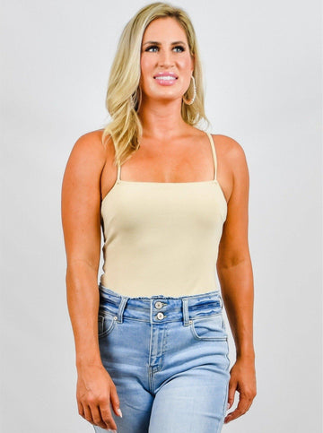 Nude Ribbed Strappy Bodysuit