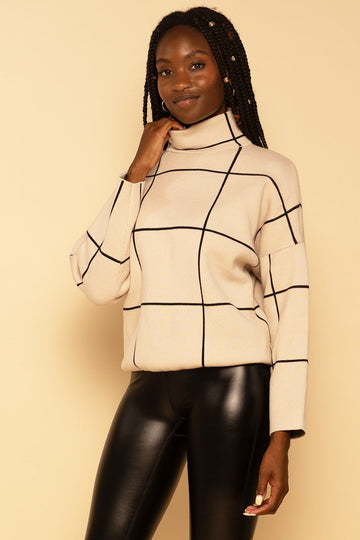 Off The Grid Cream Mock Neck Knit Sweater