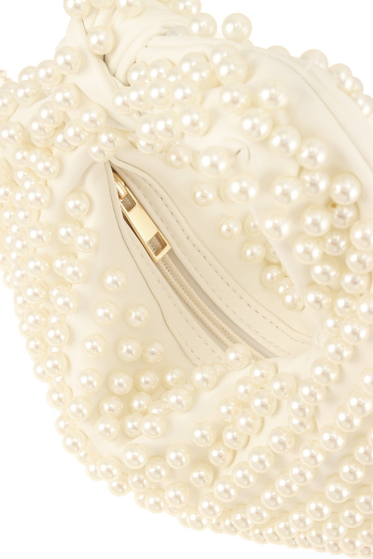 Pearl Pave Ivory Knotted Hobo Clutch Bag